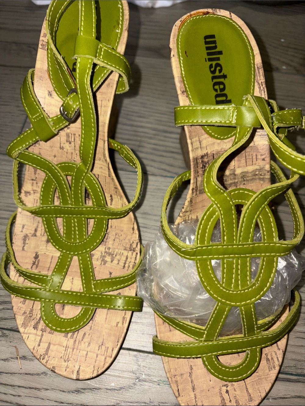 Unlisted Lime Green Cork-Strap Women’s Sandals
